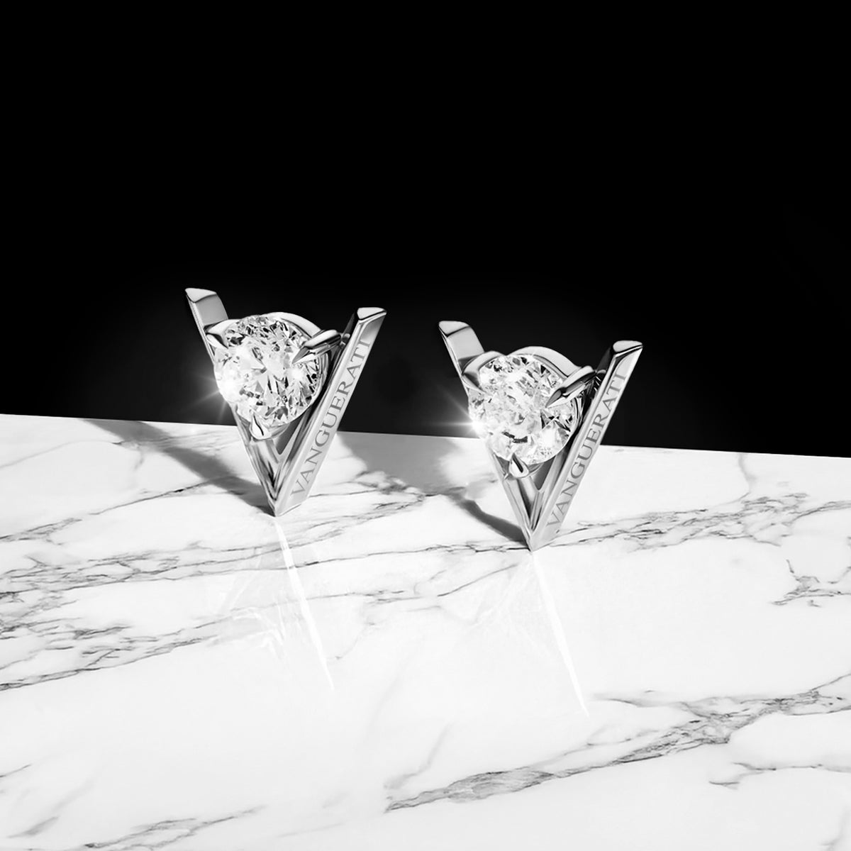 V earrings: white gold with 0.5ct solitaire diamond – V White Gold Earrings