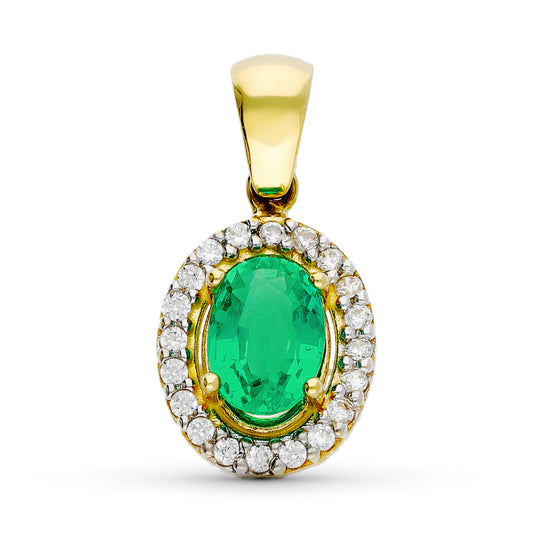 Royal pendant: 18 kt yellow gold with 0.79ct emerald – 19404 5Esb