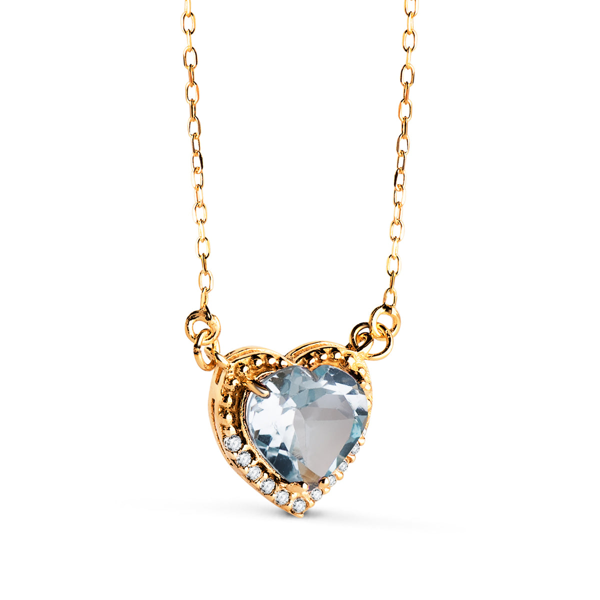Heart-shaped topaz necklace | 18kt yellow gold