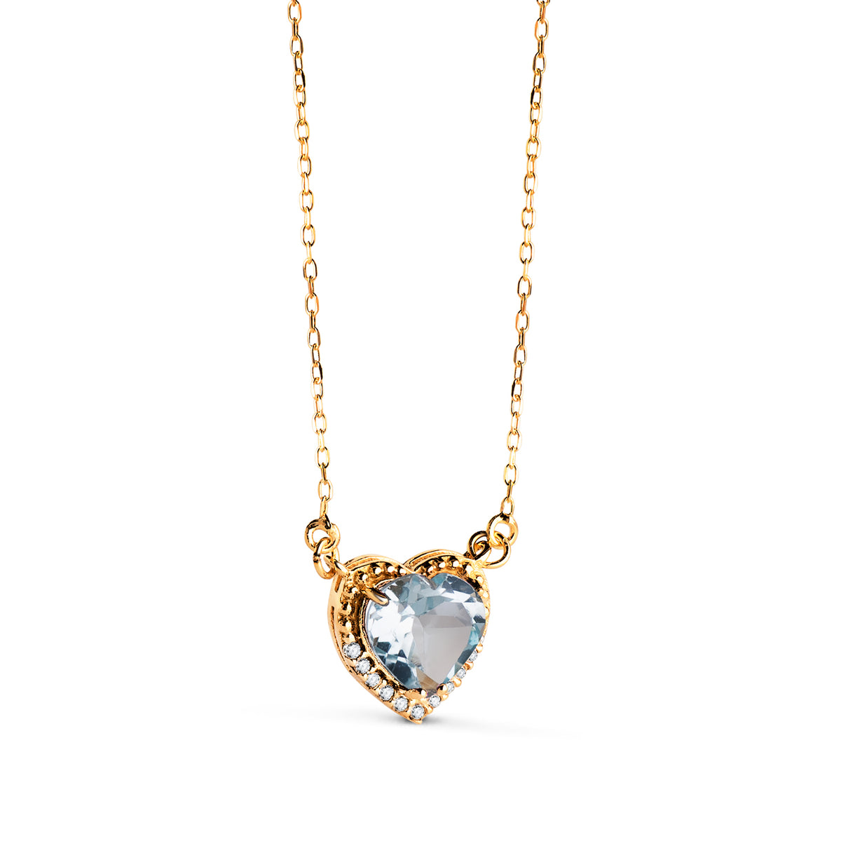Heart-shaped topaz necklace | 18kt yellow gold