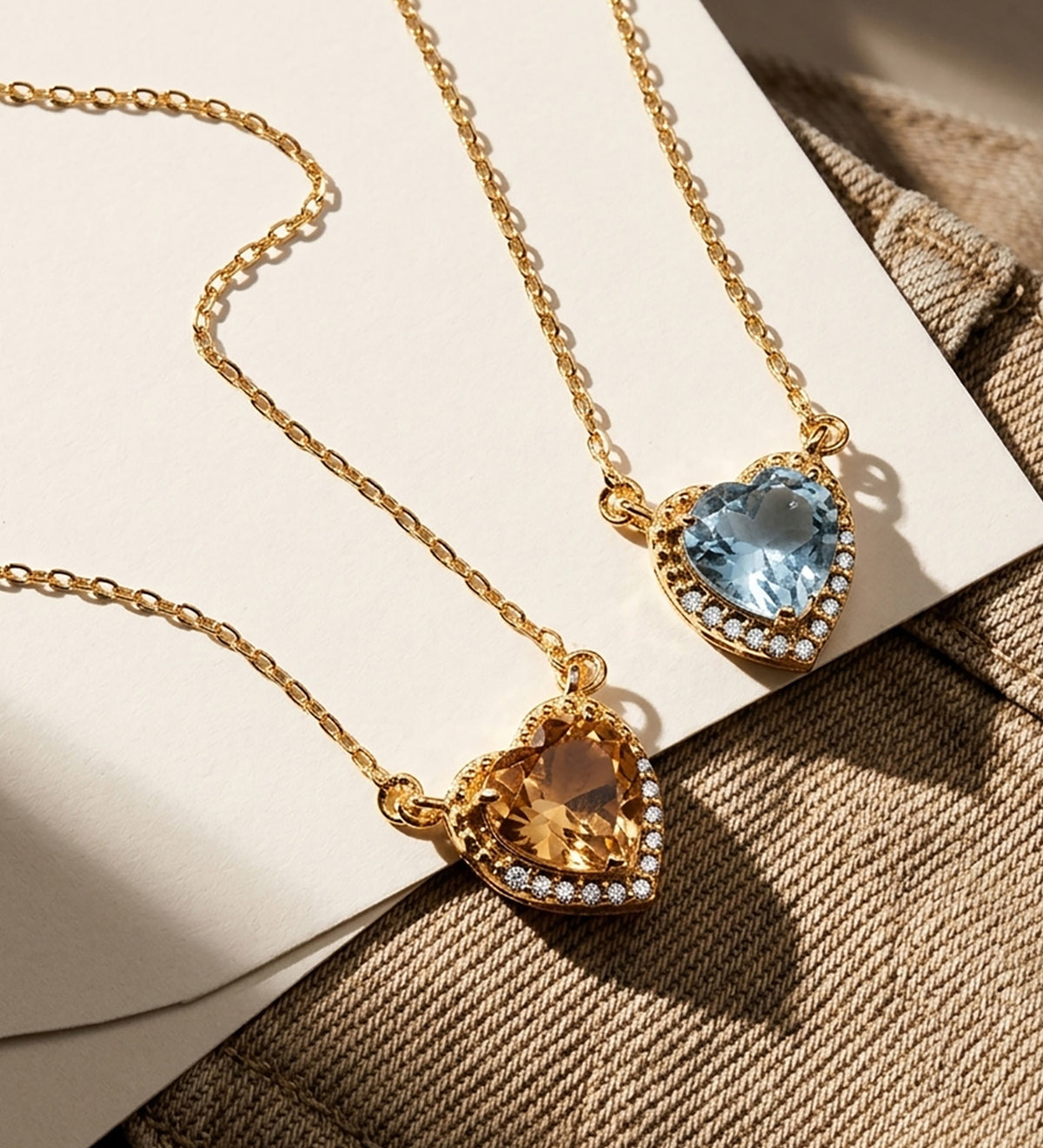 Heart-shaped citrine necklace | 18kt yellow gold