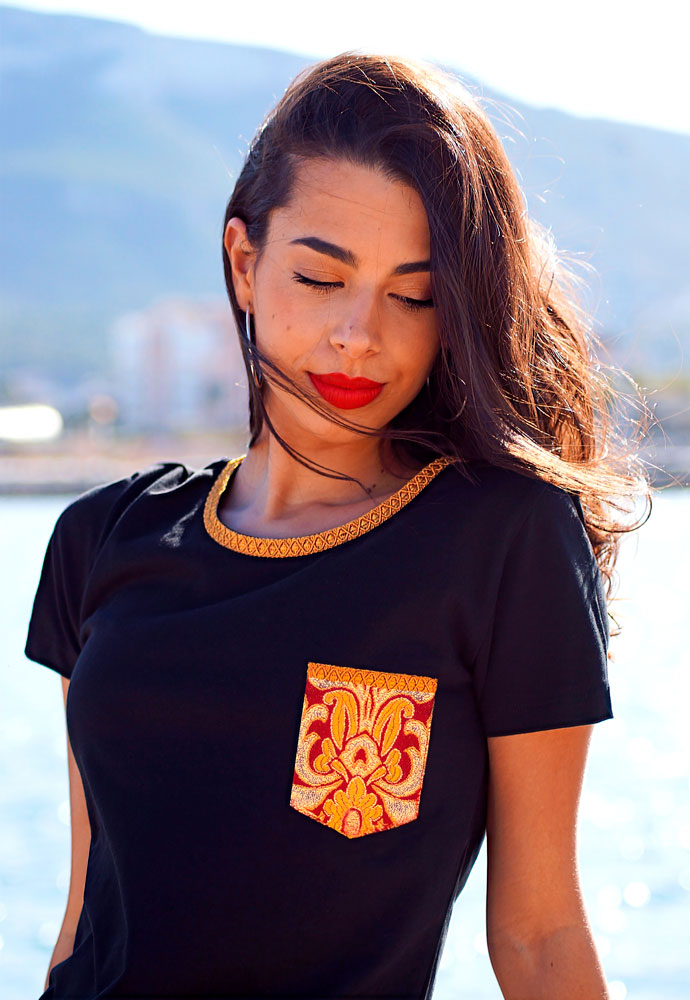Fallera t-shirt golden passion black – Vanguerati Camiseta Fallera Rojo Oro