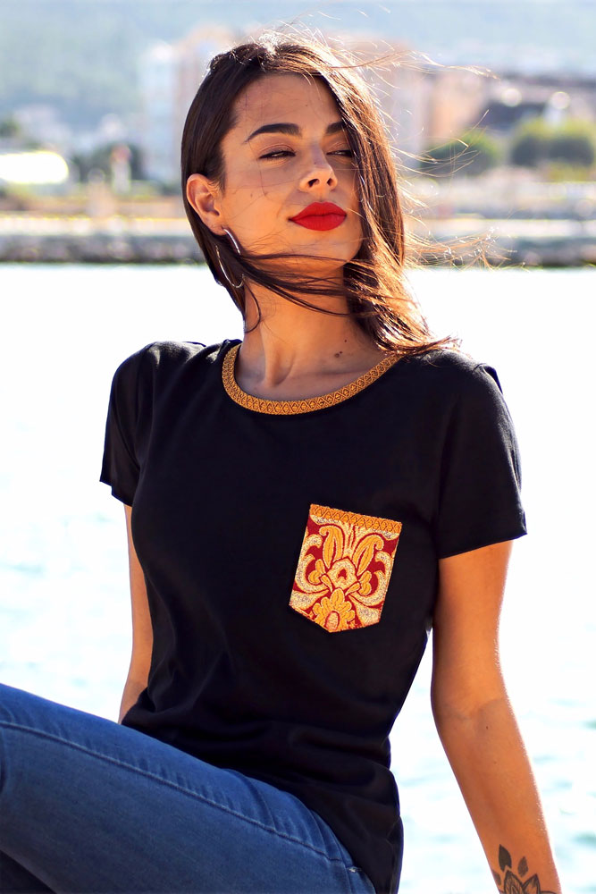 Fallera t-shirt golden passion black – Vanguerati Camiseta Fallera Rojo Oro