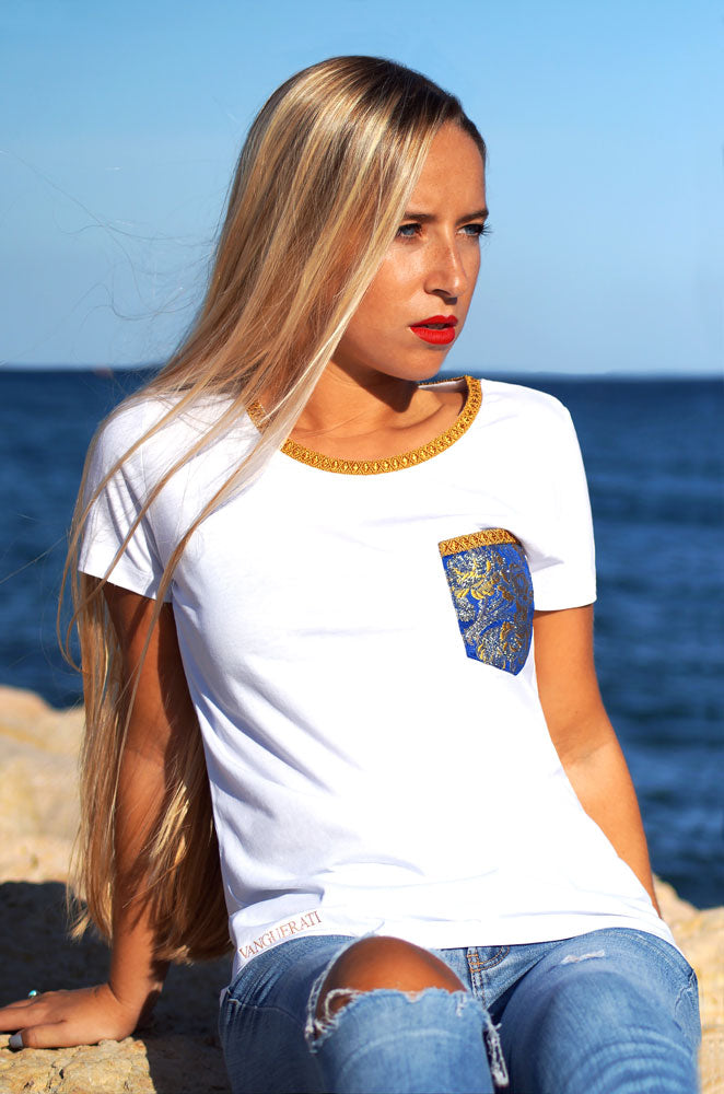 Fallera T-shirt golden sea white – Camiseta Tela Fallera 3 Vanguerati