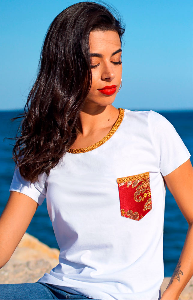 Fallera t-shirt golden passion white – Fallera Camiseta Vanguerati White Golden Passion