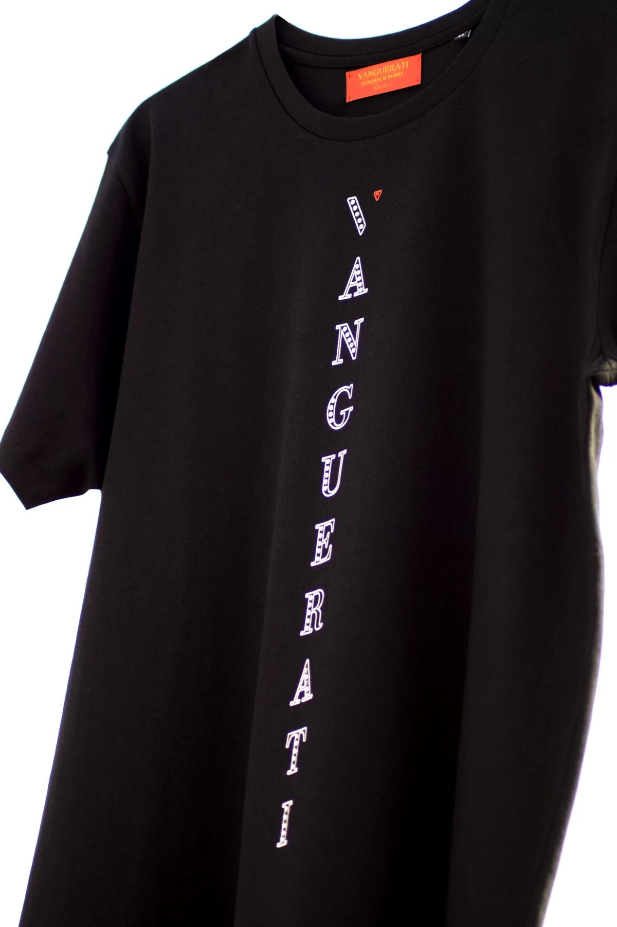 Vertical Swarovski front black T-shirt – Vanguerati Vertical Black 2 Scaled