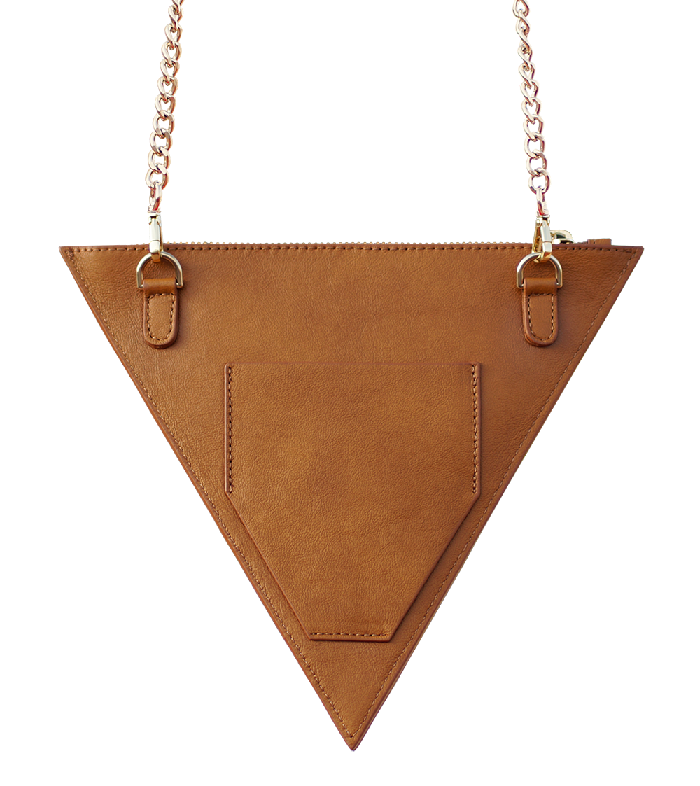 Triangle bag camel leather – Triangle Bag Vanguerati Trasero