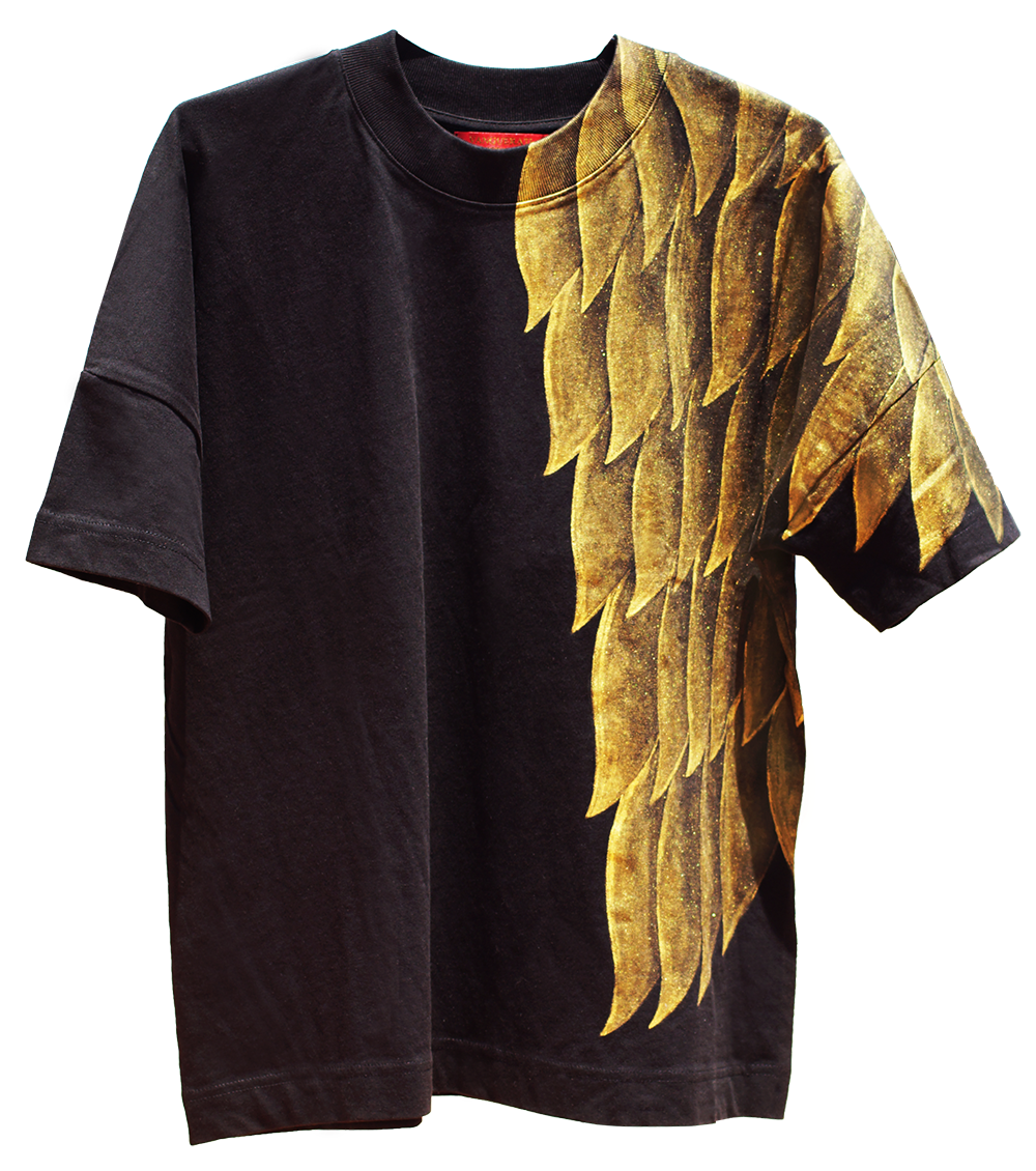 Gold angel wing hand-painted T-shirt – Camiseta Ala Oro