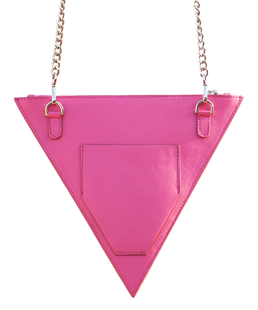 Triangle bag pink leather – Rosa Chicle Trasero Triangular Bolso
