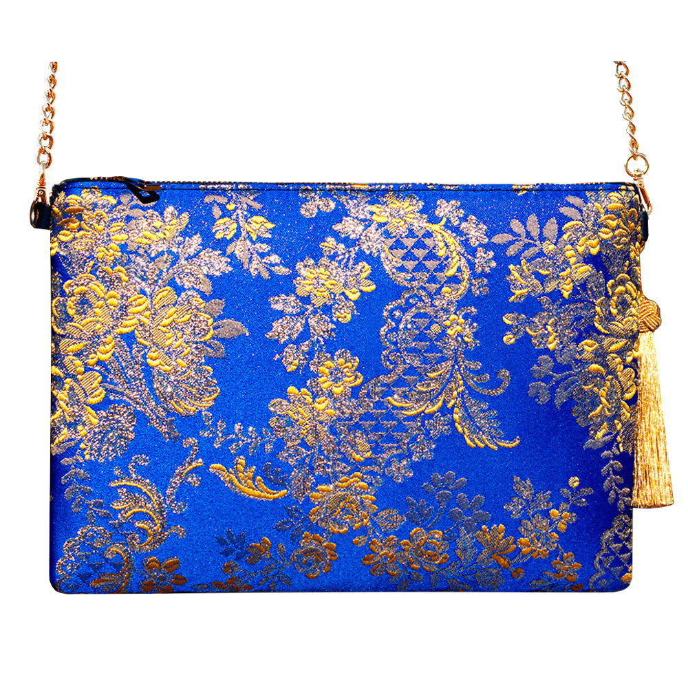Fallera blue gold leather bag – Bolso Tela Fallera Azul Oro Vanguerati