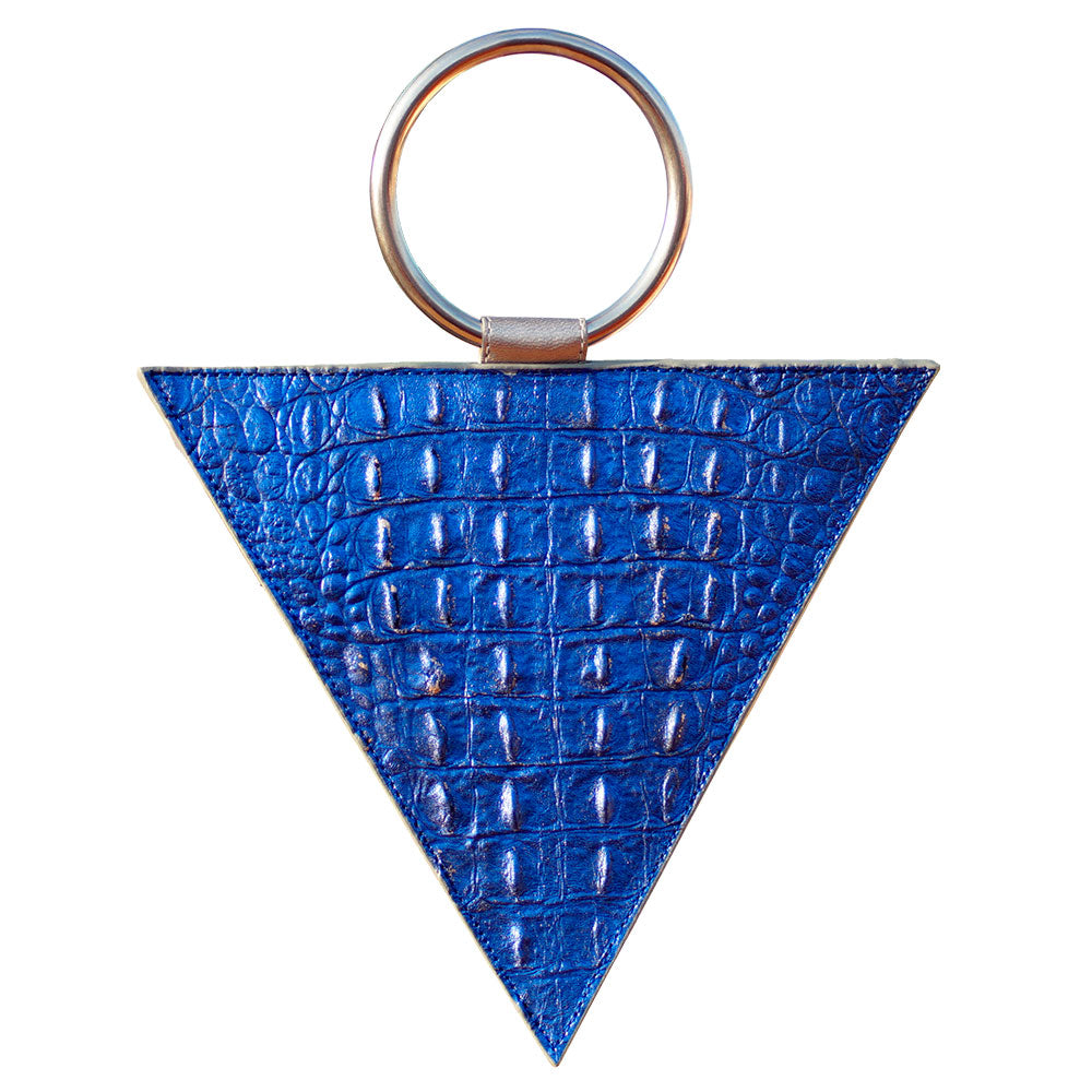 Triangle bag blue leather with handle – Triangular Bag With Handle Blue