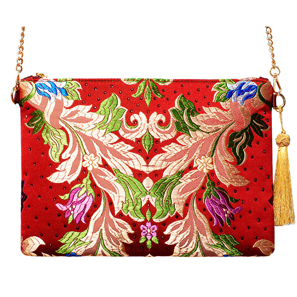 Fallera flowers Glory leather bag with Swarovski – Bolso Tela Fallera Ramas Swarovski Vanguerati