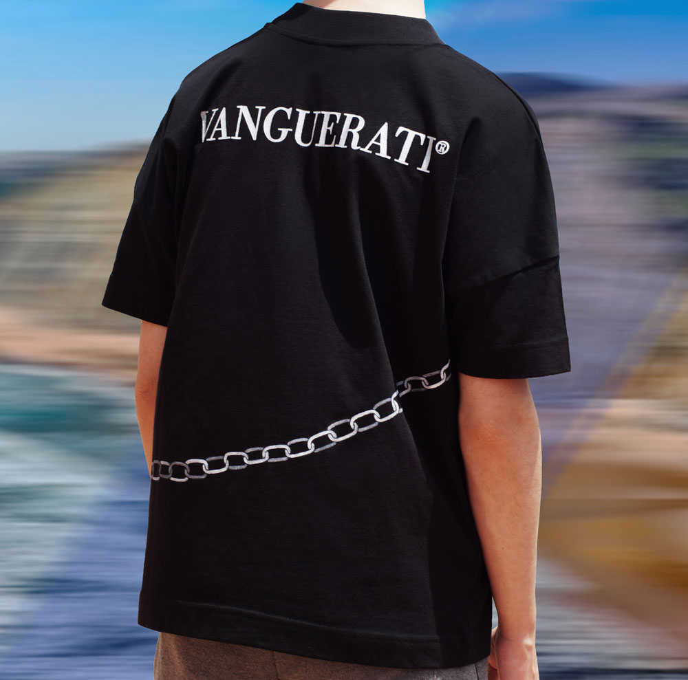 Chain hand-painted T-shirt – Handpainted Tshirt Silver Chain Vanguerati