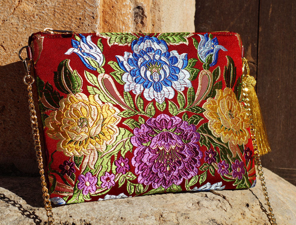 Tela Fallera bag big flowers leather – Bolso Tela Fallera Flores Vanguerati