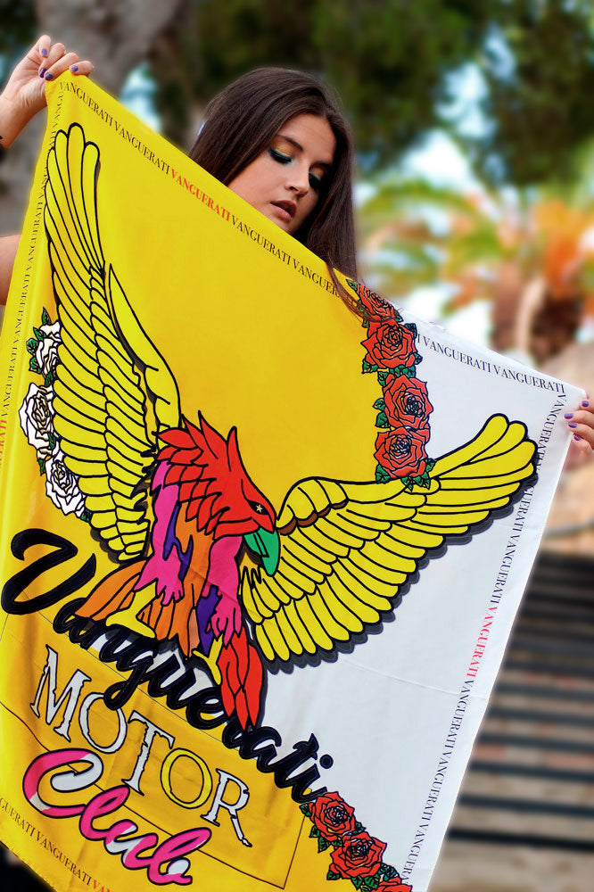 Vanguerati motor club silk scarf – Eagle Silk Scarf Vanguerati Yellow