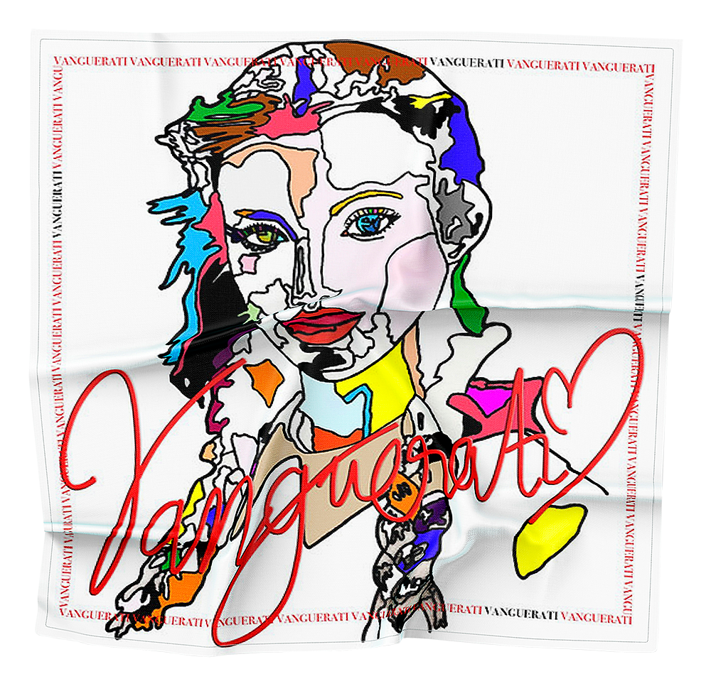 Deconstructed face silk scarf – Square Scarf Face