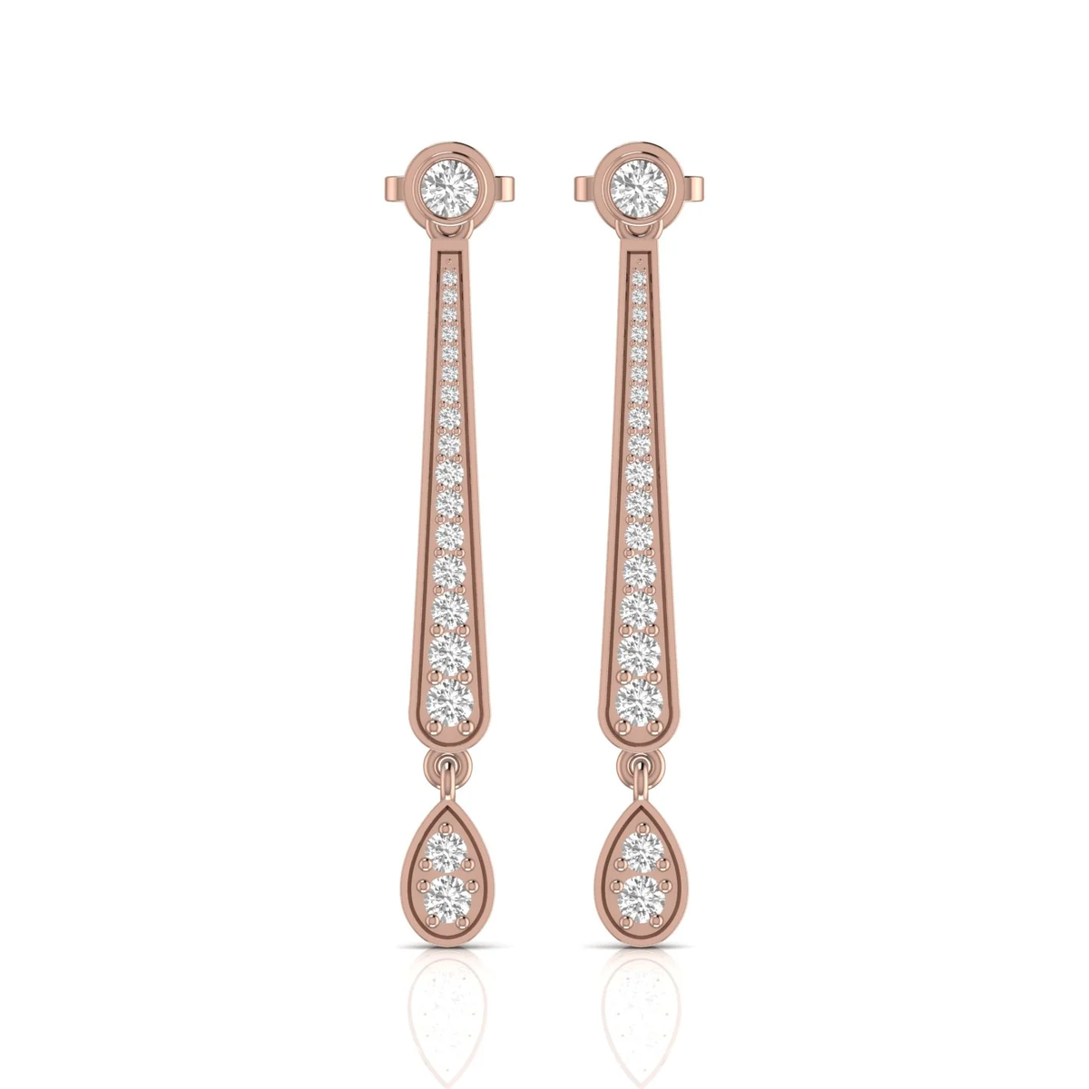 Drop earrings: rose gold with 1.15ct diamonds