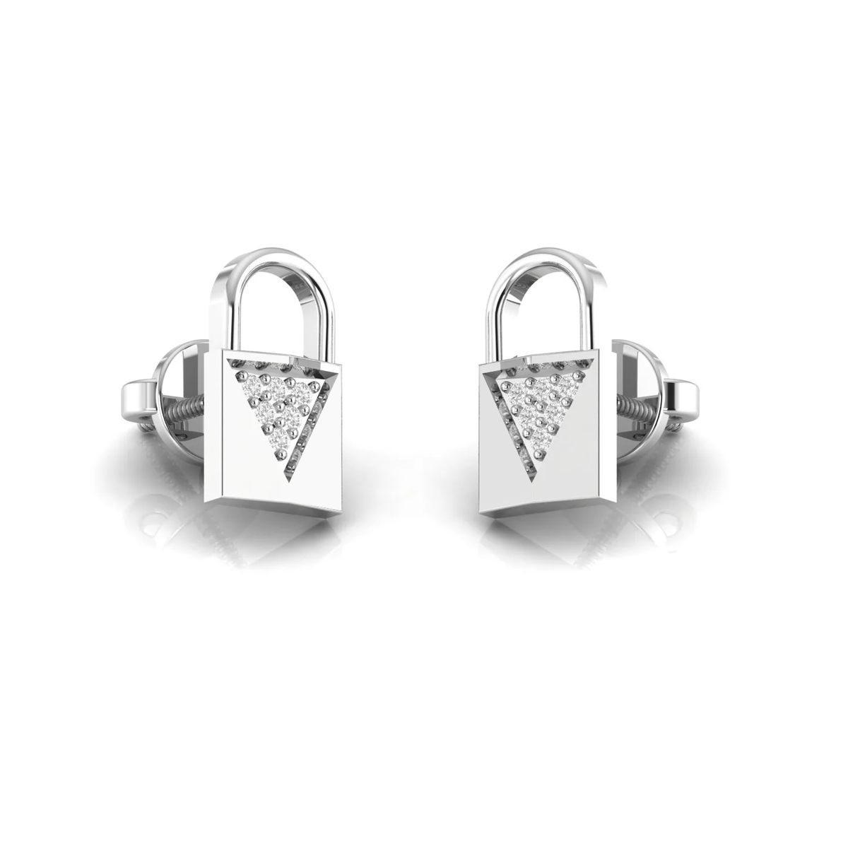 Padlock V earrings: white gold with diamonds