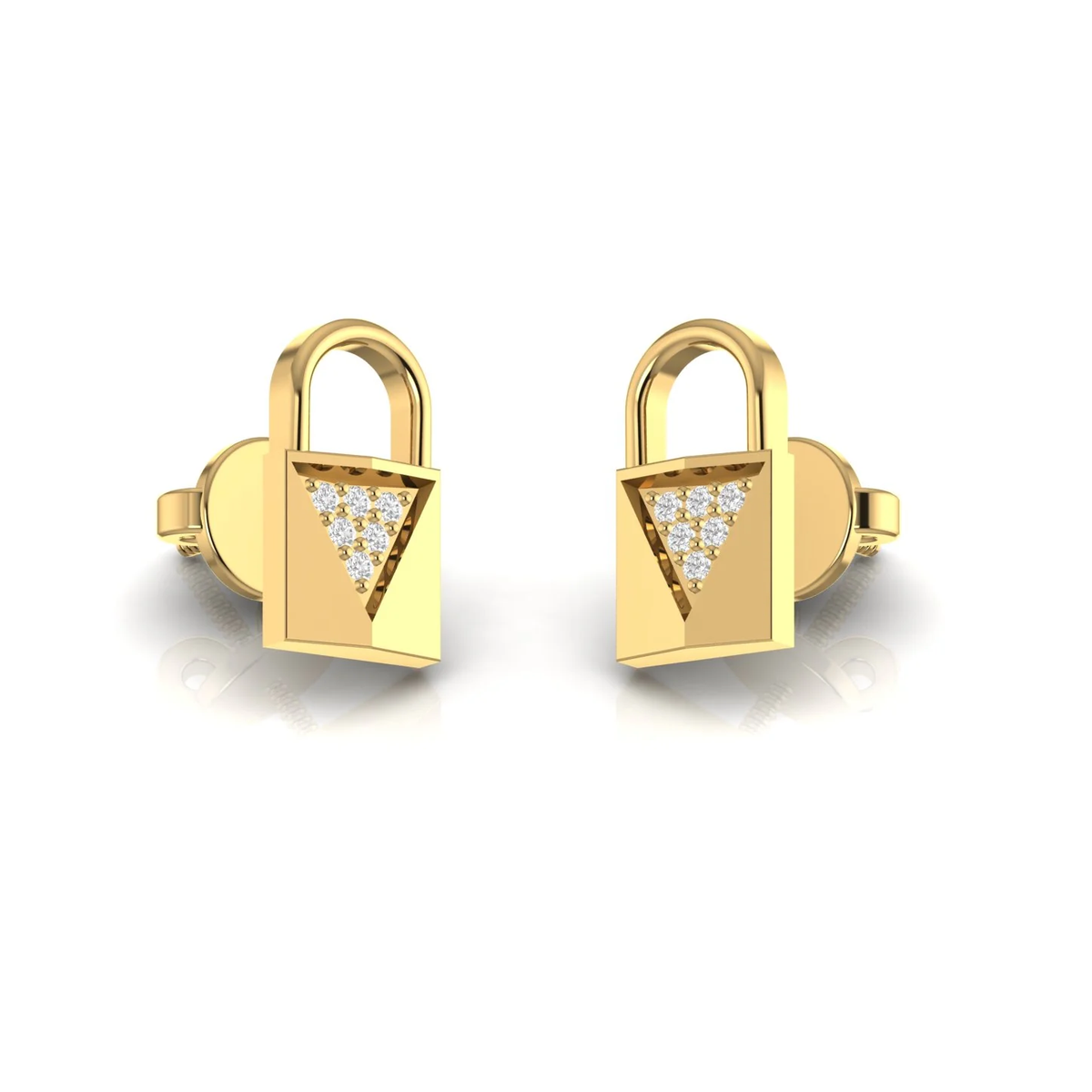 Padlock V earrings: yellow gold with diamonds
