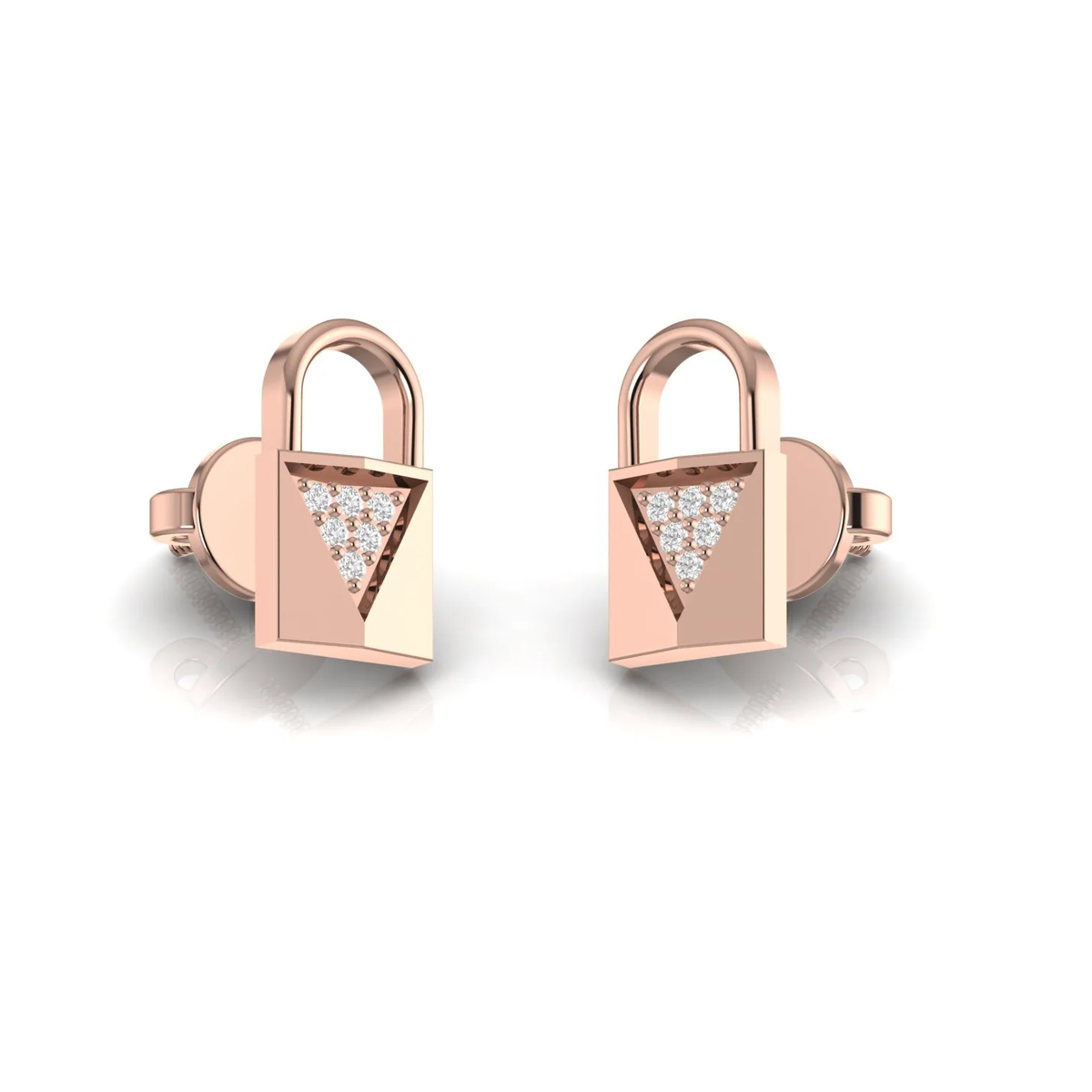 Padlock V earrings: rose gold with diamonds