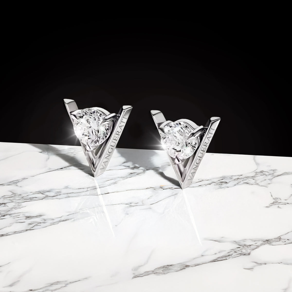 V earrings: white gold with 0.5ct solitaire diamond – V White Gold Earrings