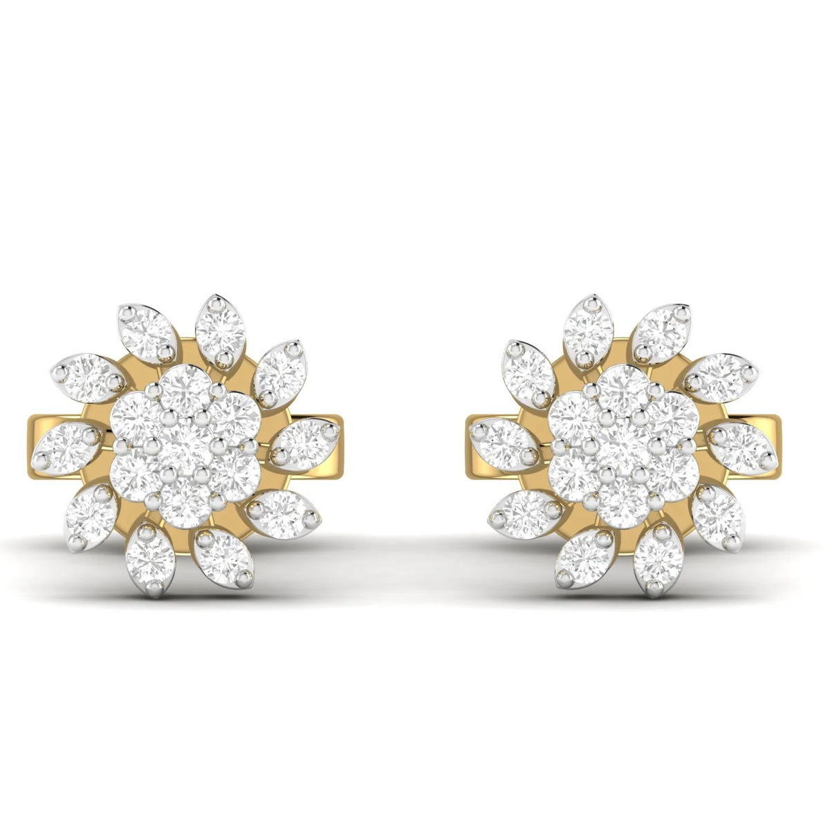 Floral Bloom earrings: yellow gold with 0.26ct diamonds