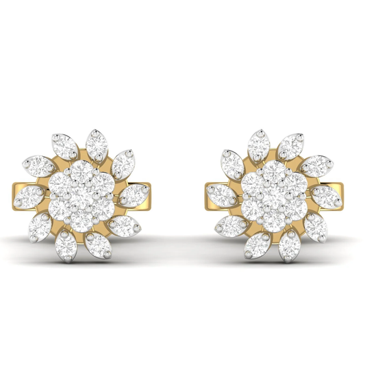 Floral Bloom earrings: yellow gold with 0.26ct diamonds