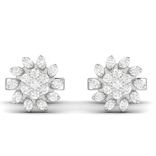 Floral Bloom earrings: white gold with 0.26ct diamonds