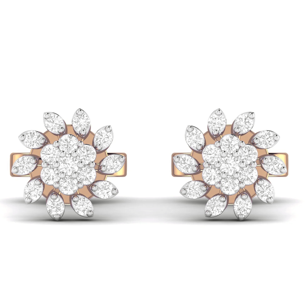 Floral Bloom earrings: rose gold with 0.26ct diamonds