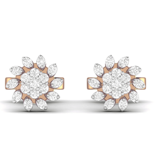 Floral Bloom earrings: rose gold with 0.26ct diamonds
