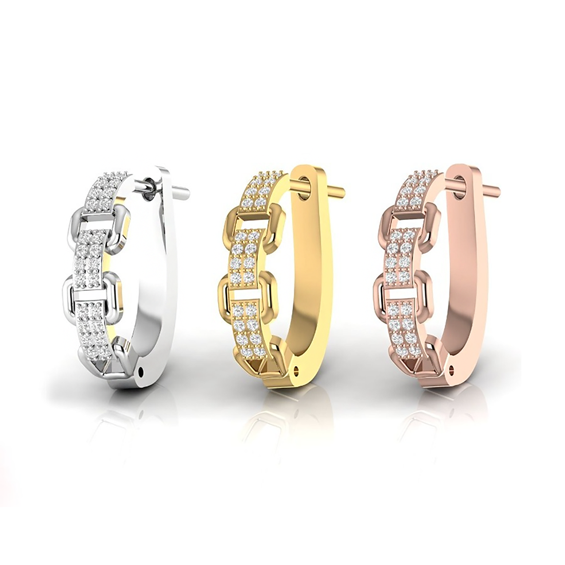 Chain link earrings: rose gold with 0.24ct diamonds – Chain Link Earrings