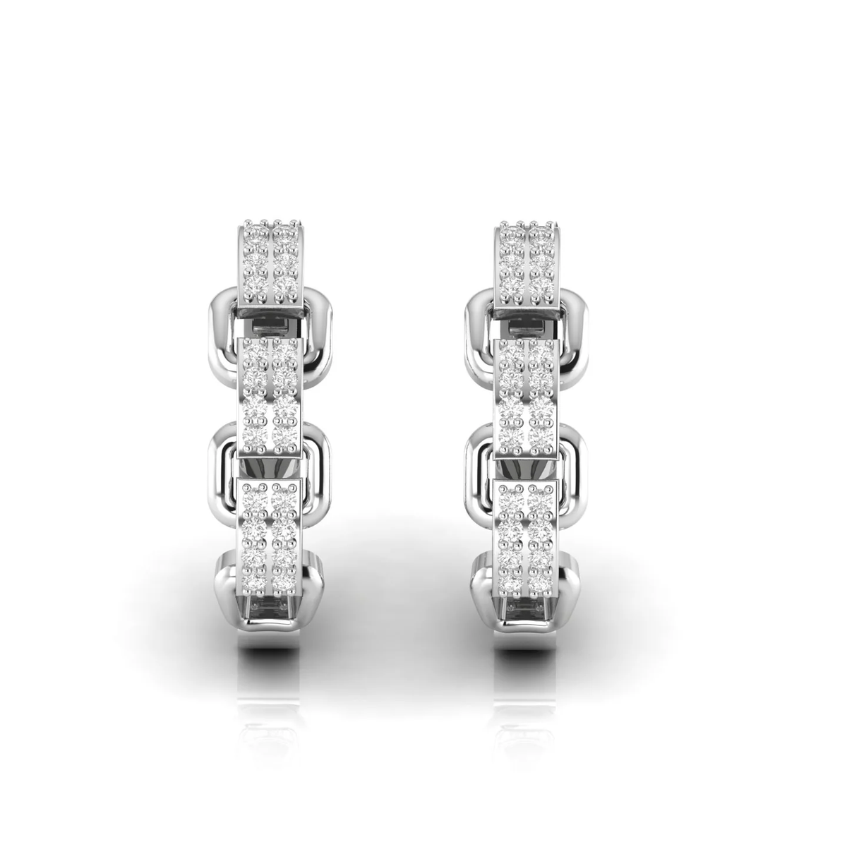 Chain link earrings: white gold with 0.24ct diamonds