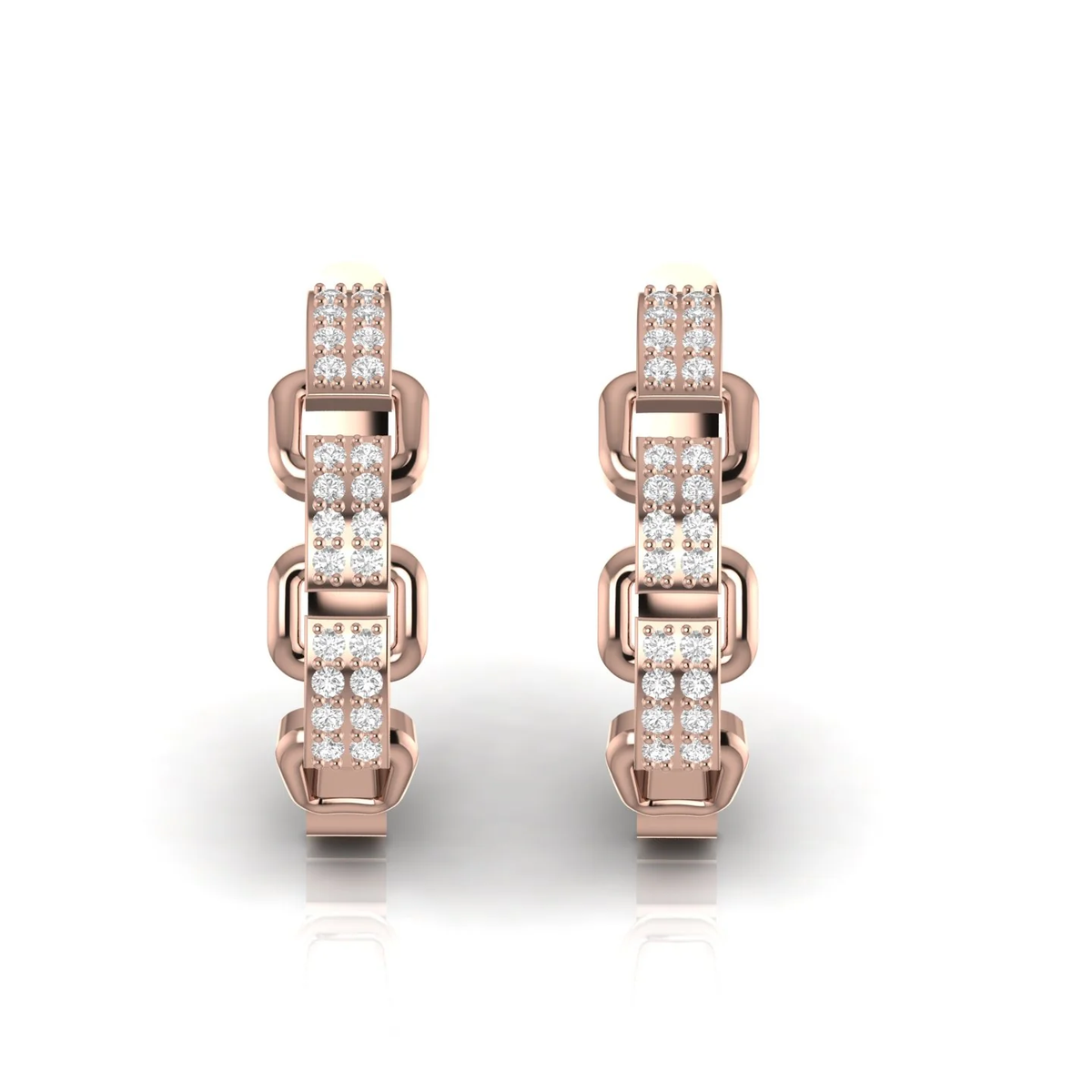 Chain link earrings: rose gold with 0.24ct diamonds