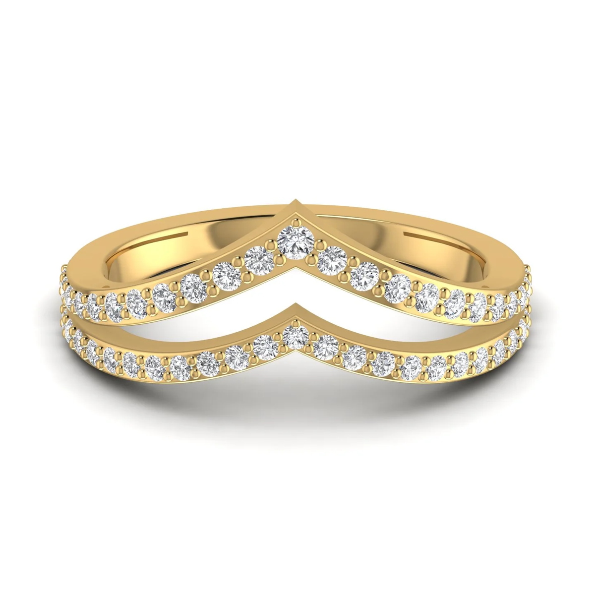 V-shaped ring: yellow gold with 0.60ct diamonds