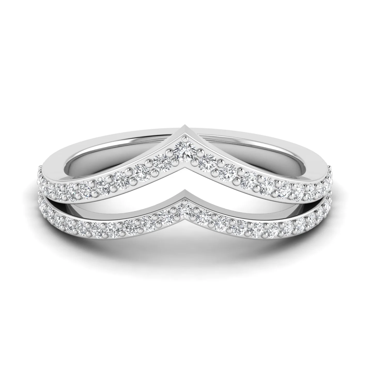 V-shaped ring: white gold with 0.60ct diamonds