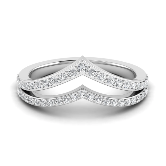 V-shaped ring: white gold with 0.60ct diamonds