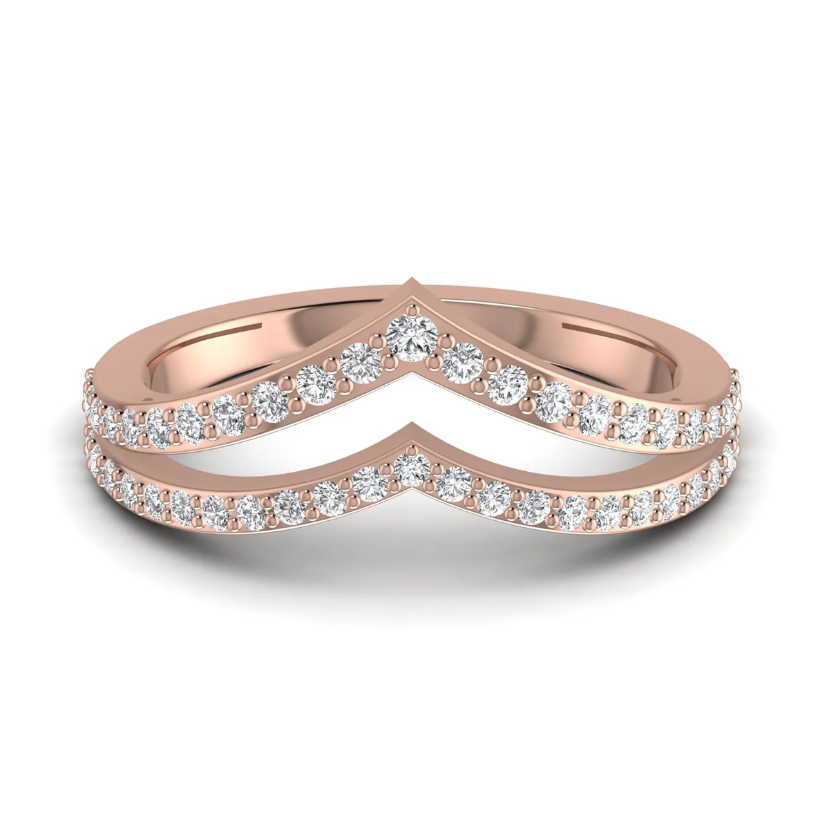 V-shaped ring: rose gold with 0.60ct diamonds