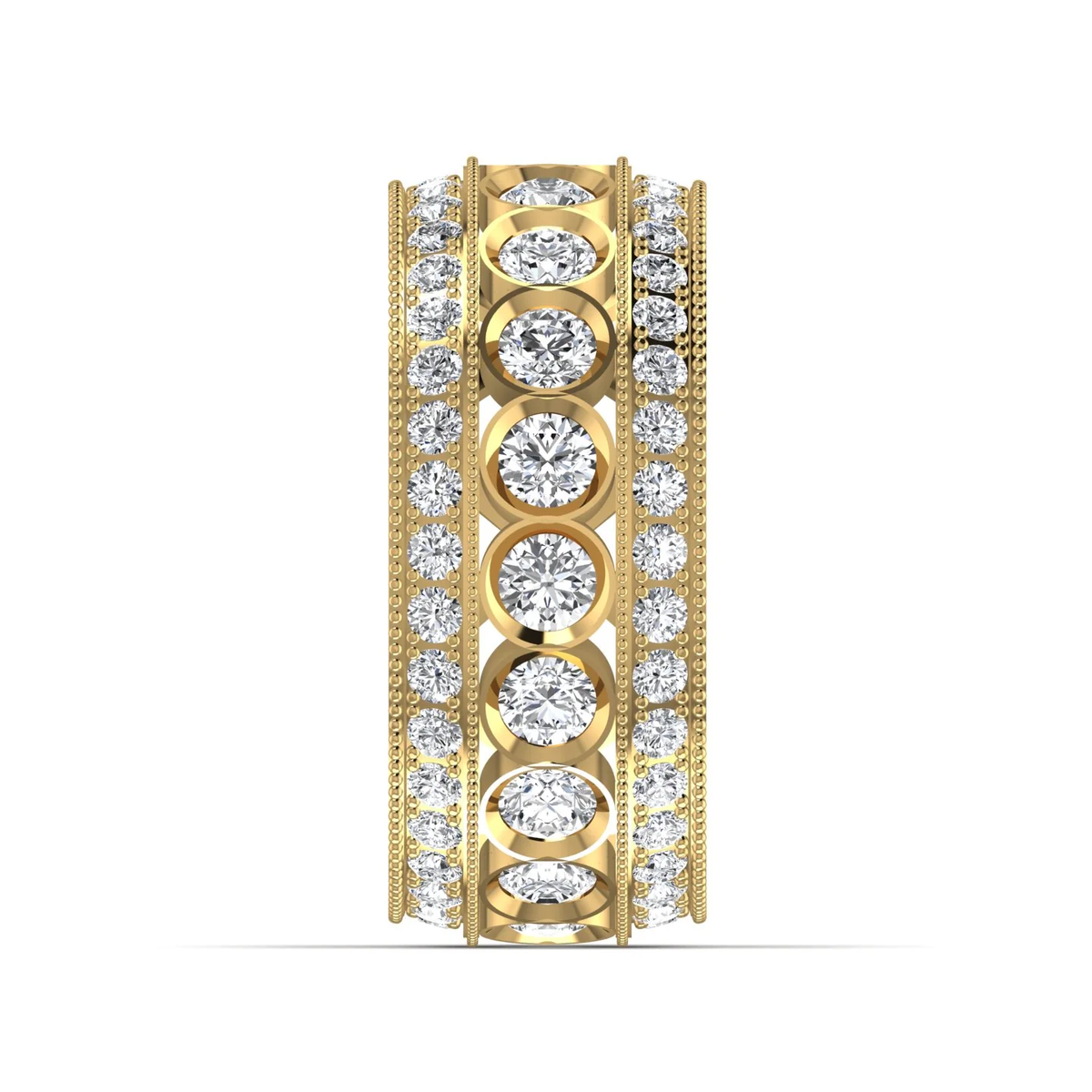 Three Row ring: yellow gold with 4.27ct diamonds – Three Row Yellow Gold