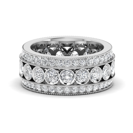 Three Row ring: white gold with 4.27ct diamonds