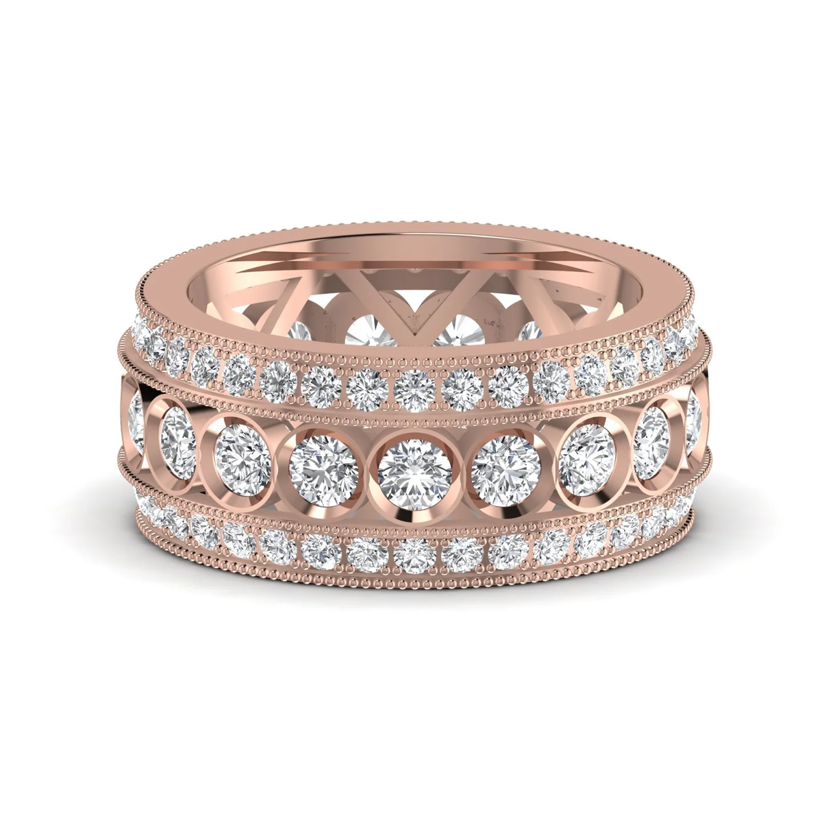 Three Row ring: rose gold with 4.27ct diamonds