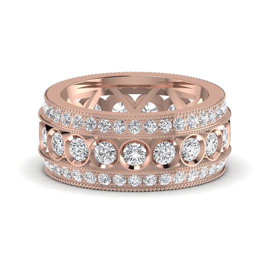 Three Row ring: rose gold with 4.27ct diamonds