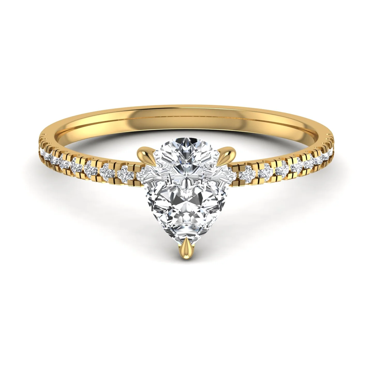 Pear ring: yellow gold with 1.66ct diamonds