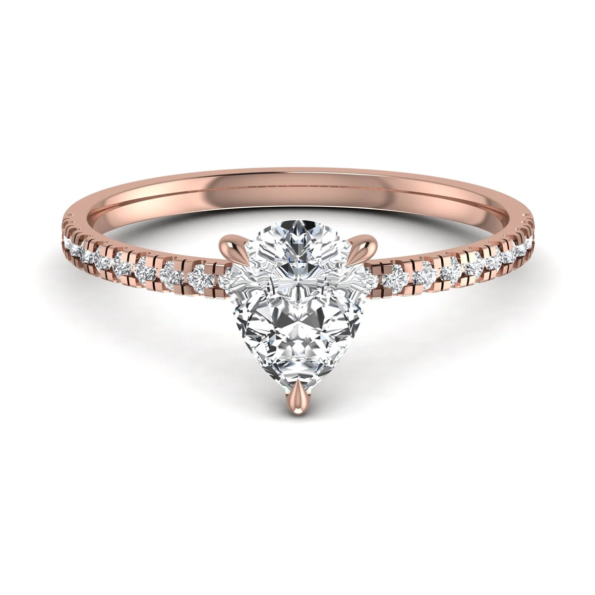 Pear ring: rose gold with 1.66ct diamonds