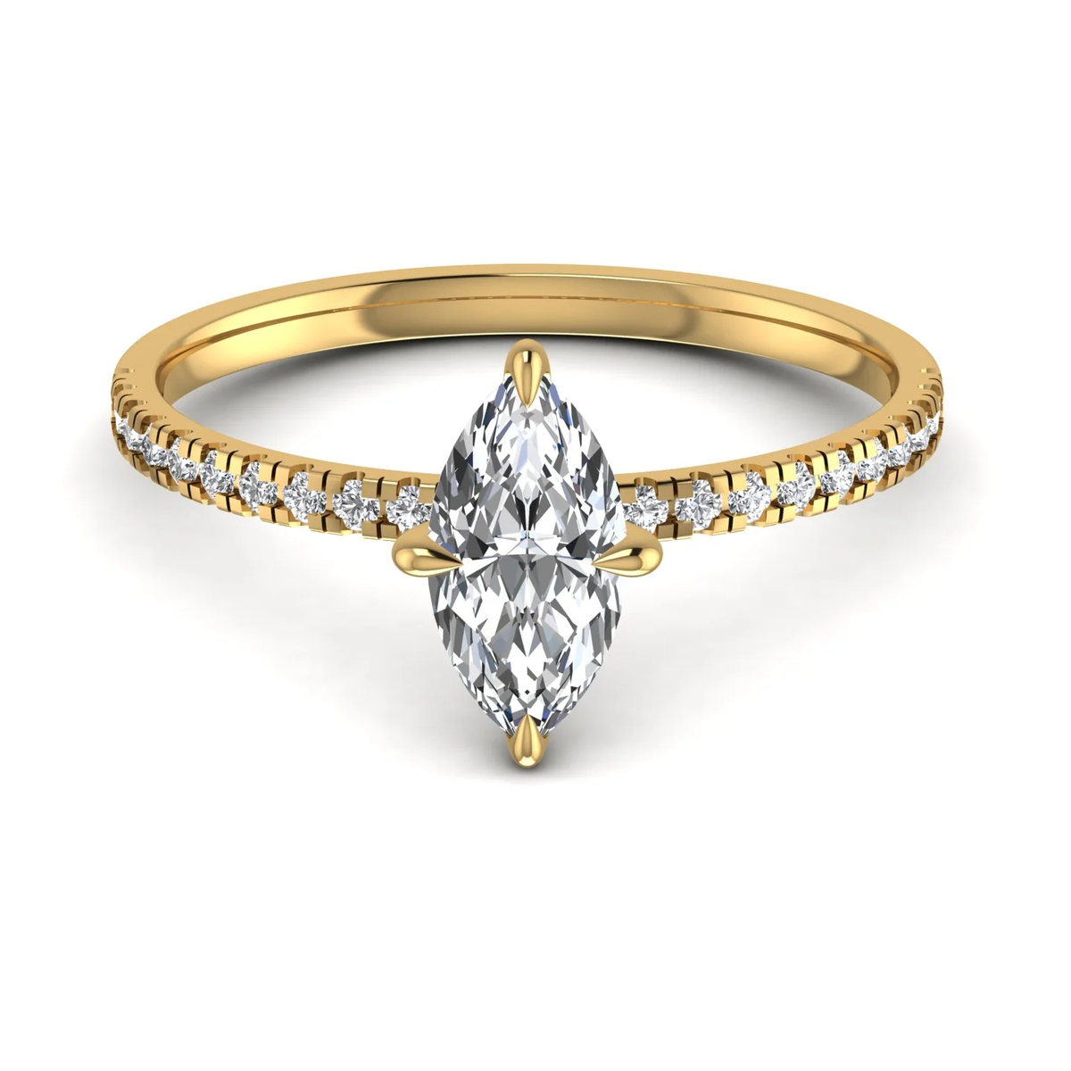 Marquise ring: yellow gold with 1.24ct diamonds
