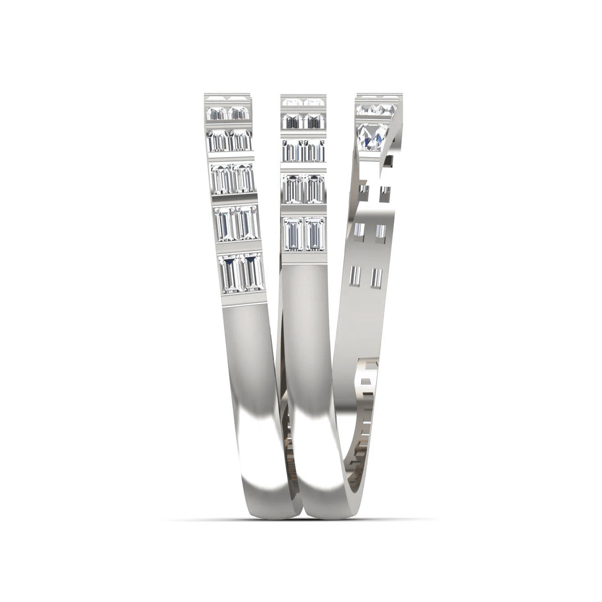 Baguette three line ring: white gold with 1.18ct diamonds – Baguette Three Line Ring White Gold