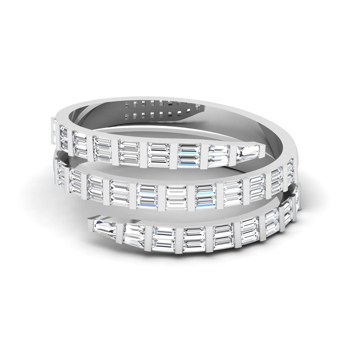 Baguette three line ring: white gold with 1.18ct diamonds
