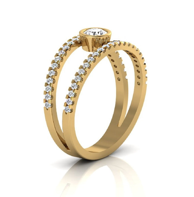 Split shank ring: yellow gold with 0.59ct diamonds – Split Shank Ring Yellow Gold