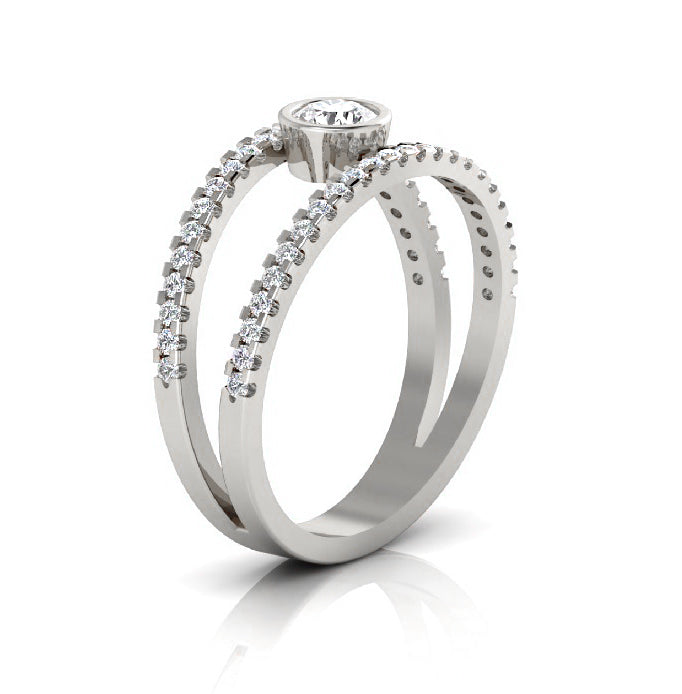 Split shank ring: white gold with 0.59ct diamonds – Split Shank Ring White Gold