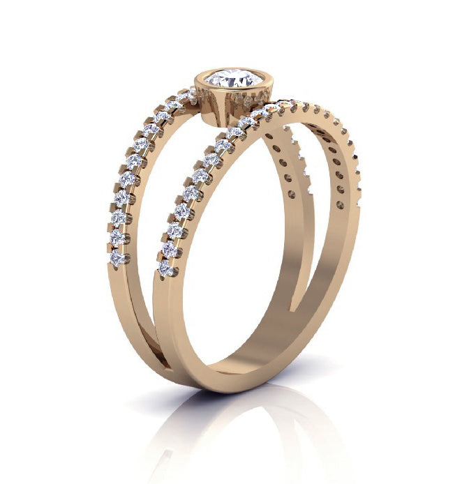 Split shank ring: rose gold with 0.59ct diamonds – Split Shank Ring Rose Gold