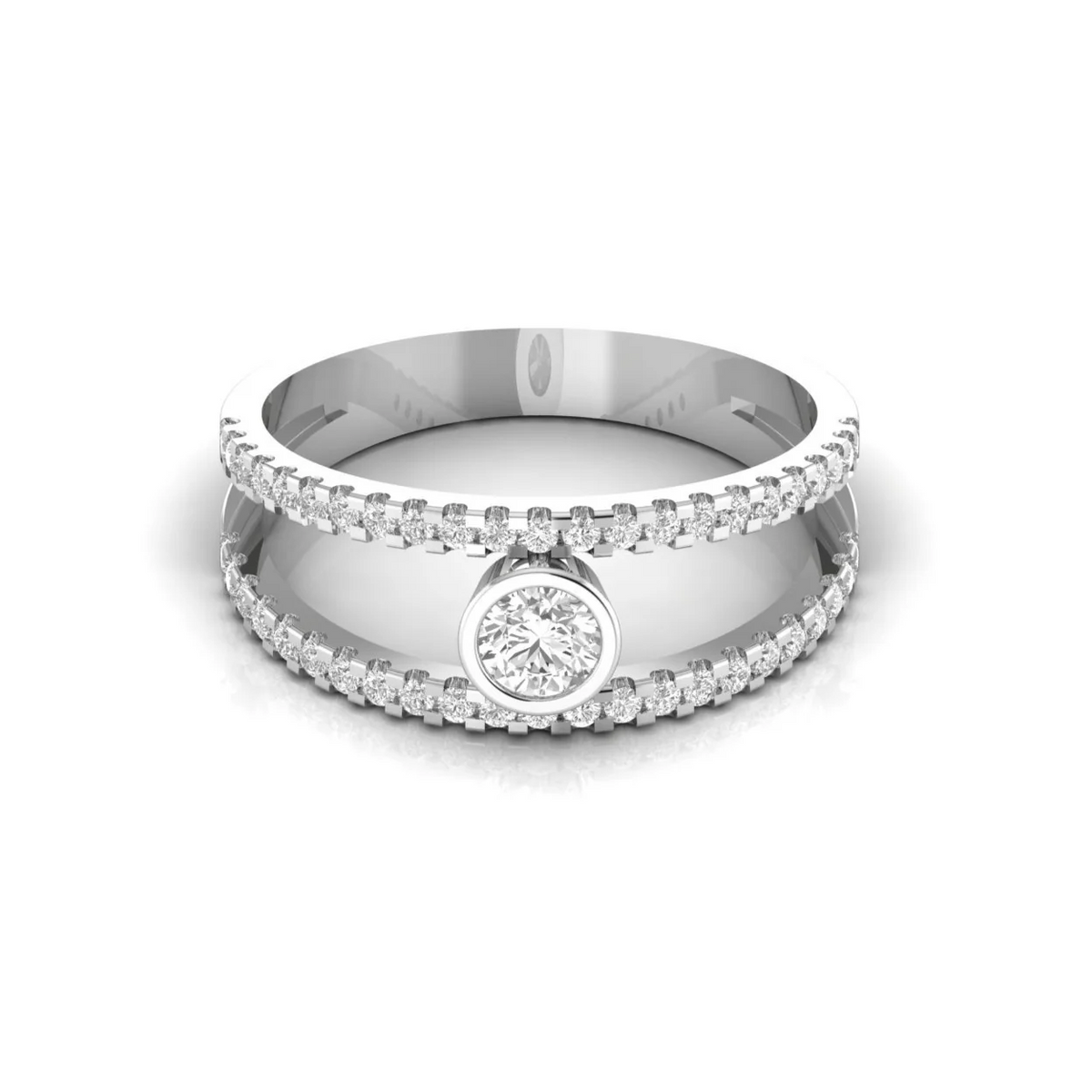 Split shank ring: white gold with 0.59ct diamonds
